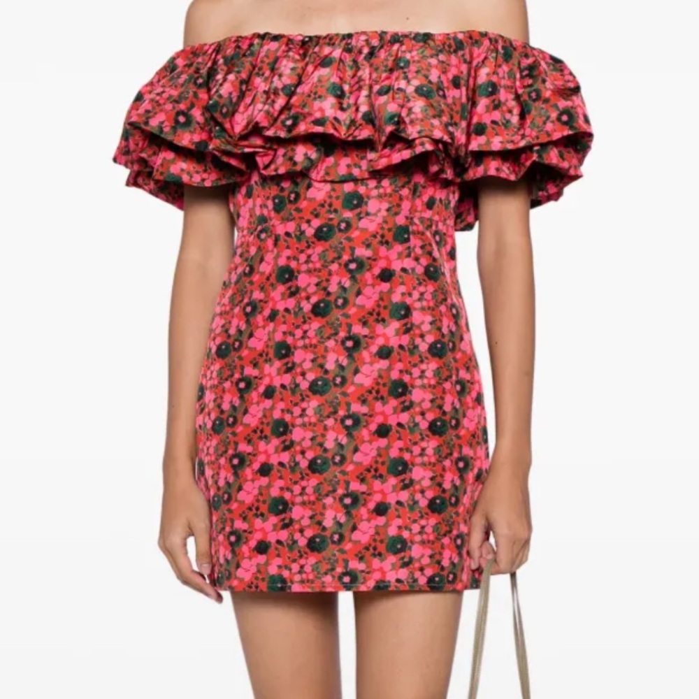RHODE Pink Floral Off-Shoulder Dress